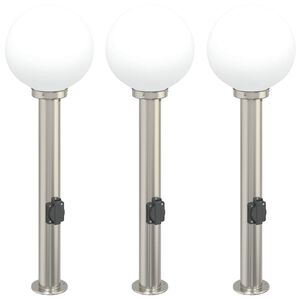 vidaXL 3 db 80 cm rozsdamentes ac&eacute;l oszlopl&aacute;mpa konnektorral IP44