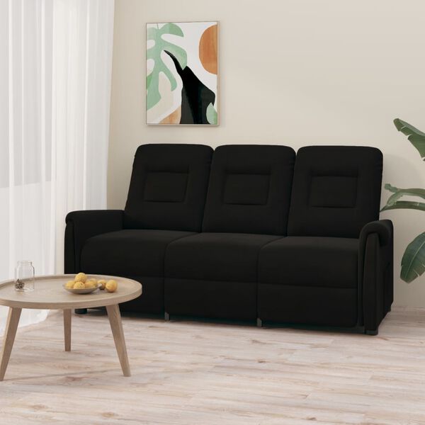 vidaXL 3 személyes fekete mikroszálas szövet dönthető masszázsfotel