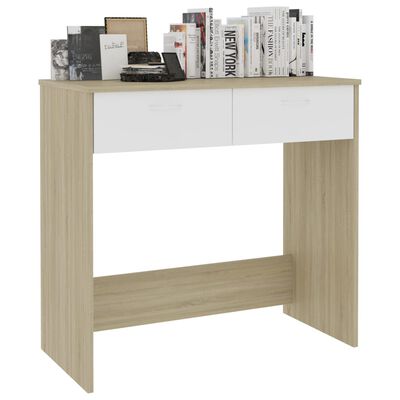 vidaXL fehér és sonomatölgy színű forgácslap íróasztal 80 x 40 x 75 cm