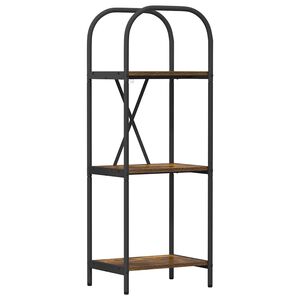 vidaXL K&ouml;nyvespolc 3 szintes 40 x 30 x 109 cm Szerelt fa F&uuml;st&ouml;lt t&ouml;lgy