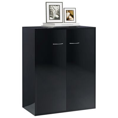 vidaXL magasfényű fekete forgácslap tálalószekrény 60 x 30 x 75 cm