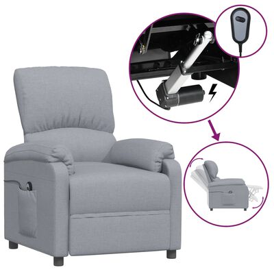 vidaXL világosszürke szövet dönthető elektromos fotel