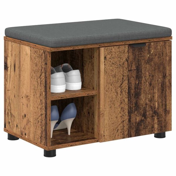 vidaXL Előt&eacute;r pad ajt&oacute;val &Ouml;reg fa 60 x 38 x 46 cm Műanyag Fa &eacute;s Sz&ouml;vet