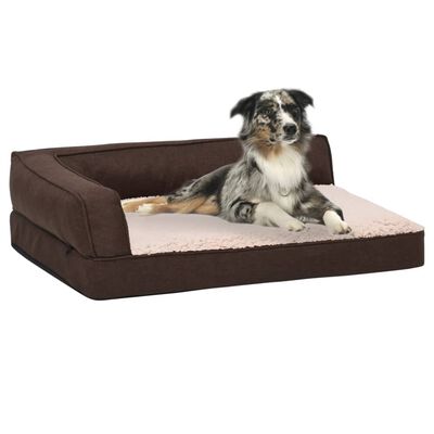 vidaXL barna ergonomikus vászonhatású gyapjú kutyaágymatrac 75 x 53 cm