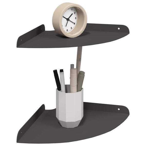 vidaXL Falpolc polcokkal t&aacute;rol&oacute;val 2 pcs Fekete 24 x 24 x 2 cm