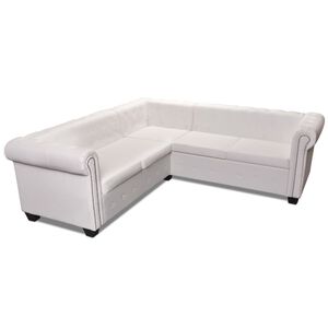vidaXL 5 szem&eacute;lyes feh&eacute;r műbőr Chesterfield sarokkanap&eacute;