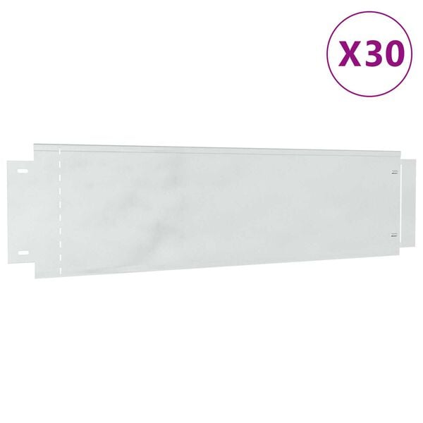 vidaXL Gyepszegélyek 30 pcs Ezüst 100 x 25 cm Horganyzott acél