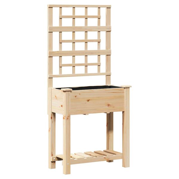 vidaXL Kerti cserép polcokkal Bézs 71 x 38 x 152 cm Tömör fenyőfa