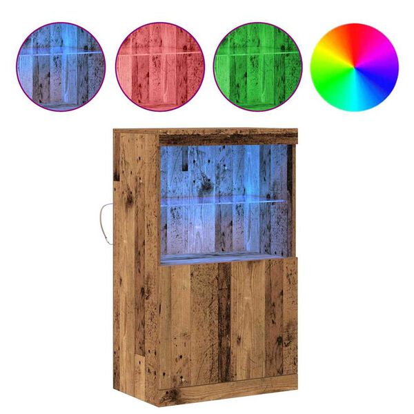 vidaXL LED t&aacute;lal&oacute; LED -es l&aacute;mp&aacute;kkal Barna 60 x 37 x 100 cm Faanyag