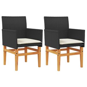 vidaXL 2 db fekete polyrattan &eacute;s t&ouml;m&ouml;r fa kerti sz&eacute;k p&aacute;rn&aacute;val
