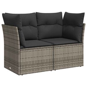 vidaXL 2 szem&eacute;lyes sz&uuml;rke polyrattan kerti kanap&eacute; p&aacute;rn&aacute;val
