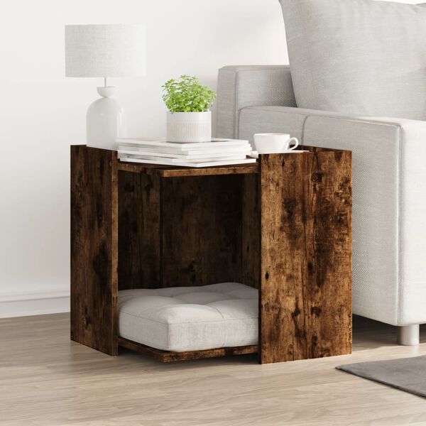 vidaXL f&uuml;st&ouml;s t&ouml;lgy sz&iacute;nű szerelt fa macskaalomdoboz 53 x 53 x 51 cm