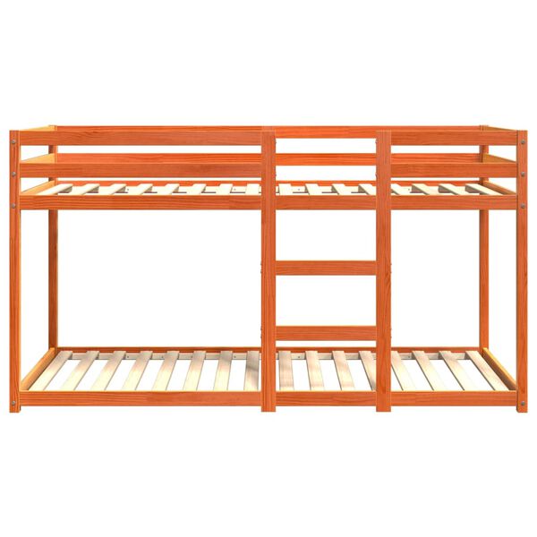 vidaXL viaszbarna tömör fenyőfa emeletes ágy 90x200 cm
