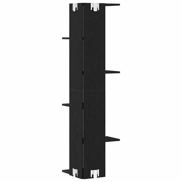 vidaXL Fali Sarok Polc polcokkal Fekete tölgy 36,5 x 36,5 x 140 cm