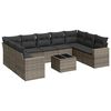 vidaXL 10 r&eacute;szes sz&uuml;rke polyrattan kerti &uuml;lőgarnit&uacute;ra p&aacute;rn&aacute;kkal