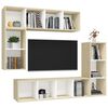 vidaXL 4 részes fehér és tölgyszínű szerelt fa TV-szekrény szett
