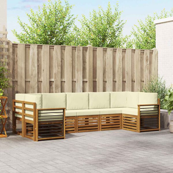 vidaXL &Uuml;lőgarnit&uacute;r&aacute;k 7 pcs Term&eacute;szetes &eacute;s kr&eacute;msz&iacute;nű T&ouml;m&ouml;r Ak&aacute;cfa