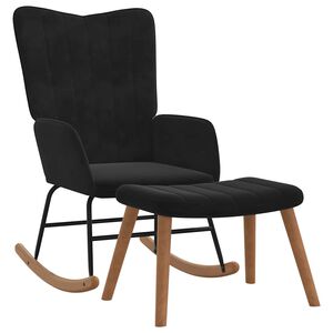 vidaXL fekete bársony hintaszék lábtartóval