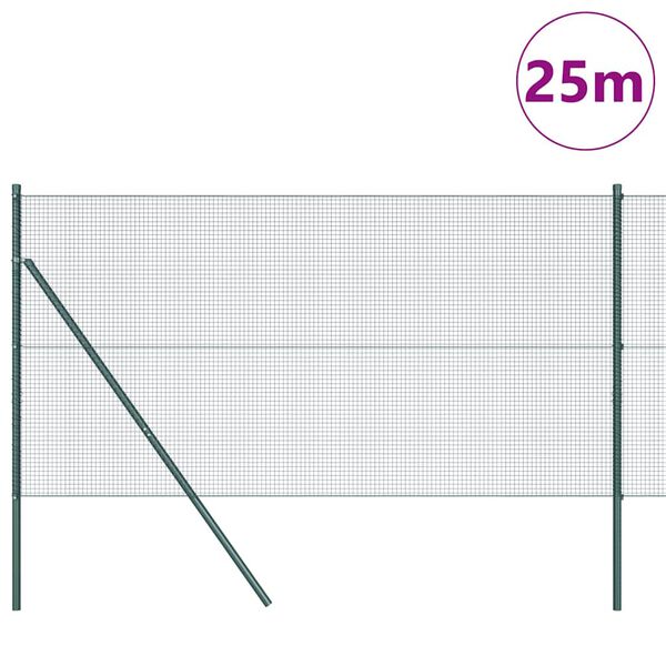 vidaXL Ker&iacute;t&eacute;soszlop Z&ouml;ld 25 x 1 m (16 x 16 mm h&aacute;l&oacute;) Ac&eacute;l