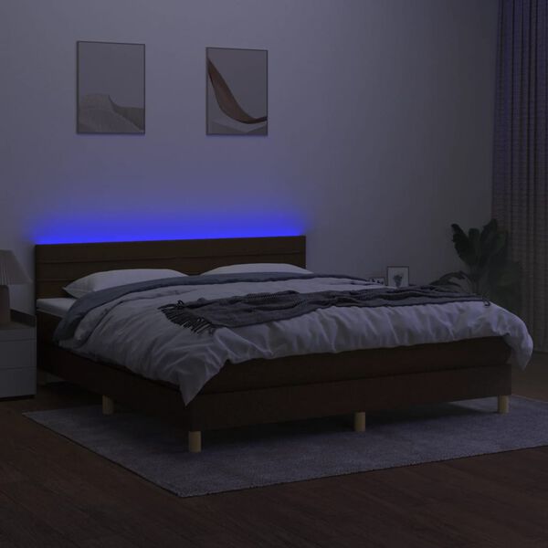 vidaXL barna sz&ouml;vet rug&oacute;s &eacute;s LED-es &aacute;gy matraccal 180 x 200 cm