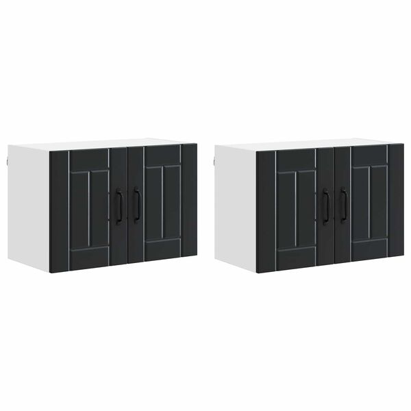 vidaXL Konyhaszekr&eacute;ny Lucca 2 pcs Fekete 60 x 31 x 40 cm Szerelt Fa