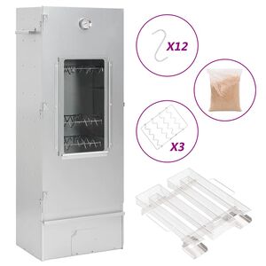 vidaXL horganyzott ac&eacute;l BBQ f&uuml;st&ouml;lőkemence hidegf&uuml;st-gener&aacute;torral