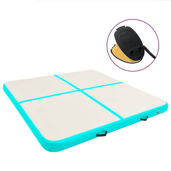 vidaXL z&ouml;ld PVC felf&uacute;jhat&oacute; tornamatrac pump&aacute;val 200 x 200 x 10 cm