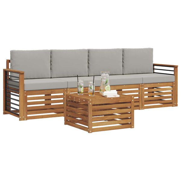 vidaXL &Uuml;lőgarnit&uacute;r&aacute;k 5 pcs Term&eacute;szetes &eacute;s Vil&aacute;gossz&uuml;rke T&ouml;m&ouml;r Ak&aacute;cfa