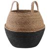 vidaXL K&eacute;zi n&ouml;v&eacute;nyed&eacute;ny Fekete &Oslash; 32 x 32 cm 100% Tengeri fű