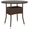 vidaXL barna polyrattan &eacute;s edzett &uuml;veg kerti asztal &Oslash; 80 x 75 cm