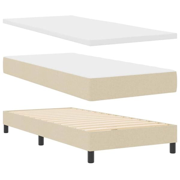vidaXL Boxrug&oacute;s &aacute;gy matracmal fejt&aacute;ml&aacute;val Kr&eacute;m 90 x 190 cm sz&ouml;vet