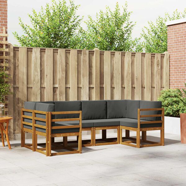 vidaXL K&uuml;lt&eacute;ri kanap&eacute; szett p&aacute;rn&aacute;val 6 pcs Term&eacute;szetes &eacute;s antracit