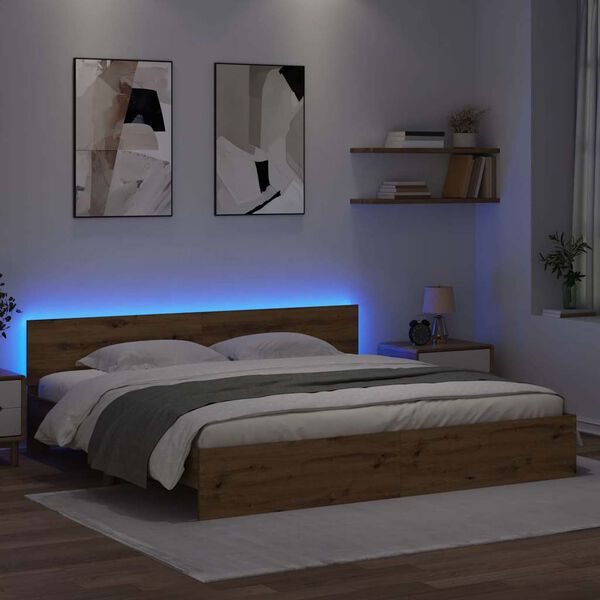 vidaXL &Aacute;gykeret LED -es l&aacute;mp&aacute;kkal Artisan t&ouml;lgy 180 x 200 cm Faanyag