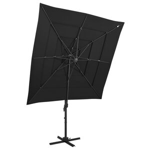 vidaXL 4 szintes fekete napernyő alum&iacute;niumr&uacute;ddal 250 x 250 cm