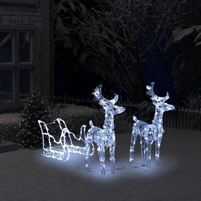 vidaXL akril rénszarvasok és szán karácsonyi dísz 160 LED-del 130 cm
