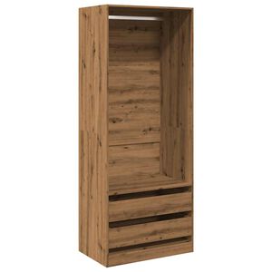 vidaXL k&eacute;zműves t&ouml;lgy sz&iacute;nű szerelt fa ruh&aacute;sszekr&eacute;ny 80 x 50 x 200 cm