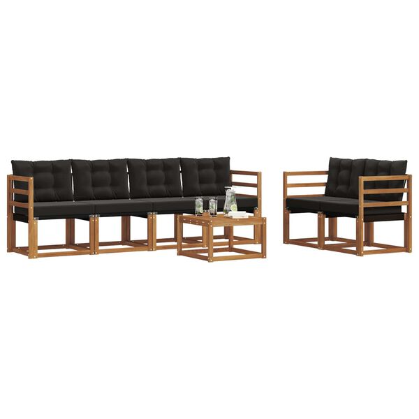 vidaXL K&uuml;lt&eacute;ri kanap&eacute; szett p&aacute;rn&aacute;val 7 pcs Term&eacute;szetes &eacute;s fekete