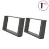 vidaXL 2 db antracitsz&uuml;rke, U alak&uacute; ac&eacute;l doh&aacute;nyz&oacute;asztal l&aacute;b 70 x (30-31) cm