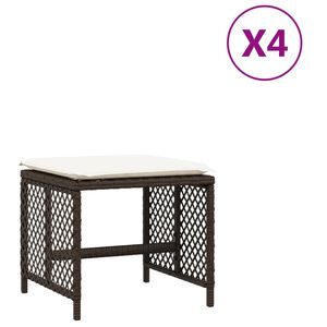 vidaXL 4 db barna polyrattan kerti sz&eacute;k p&aacute;rn&aacute;val 41 x 41 x 36 cm