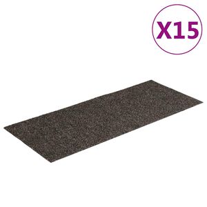 vidaXL &ouml;ntapad&oacute;s l&eacute;pcsőszőnyegek 15 db 60 x 25 cm antracitsz&uuml;rke t&eacute;glalap alak&uacute;