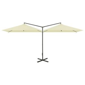 vidaXL homoksz&iacute;nű dupla napernyő ac&eacute;lr&uacute;ddal 600 x 300 cm