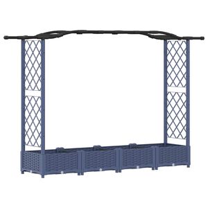 vidaXL Magas&iacute;tott &Aacute;gy Trellis-szel &eacute;s Tetővel Sz&uuml;rke 207 x 40 x 126 cm