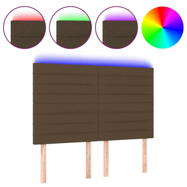 vidaXL s&ouml;t&eacute;tbarna sz&ouml;vet LED-es fejt&aacute;mla 144x5x118/128 cm