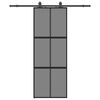 vidaXL fekete edzett &uuml;veg tol&oacute;ajt&oacute; f&eacute;mszerel&eacute;k szettel 76x205 cm