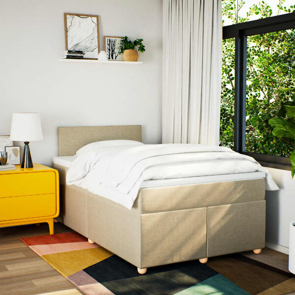 vidaXL kr&eacute;msz&iacute;nű sz&ouml;vet rug&oacute;s &aacute;gy matraccal 120 x 200 cm