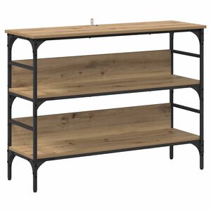 vidaXL Konzolasztal polcokkal k&eacute;zműves t&ouml;lgy 100 x 32 x 75 cm Faanyag