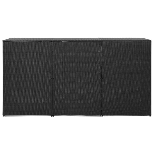 vidaXL fekete polyrattan kukatároló 3 db kerekes kukához 229x78x120cm