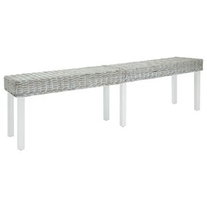 vidaXL feh&eacute;r nat&uacute;r kubu rattan &eacute;s t&ouml;m&ouml;r mahag&oacute;ni fa pad 160 x 35 x 45 cm