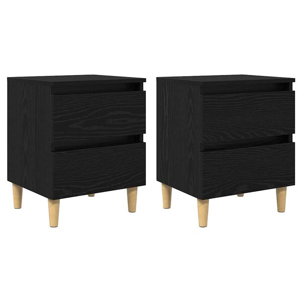 vidaXL &Aacute;gy szekr&eacute;nyek 2 pcs Fekete t&ouml;lgy 40 x 35 x 50 cm Faanyag