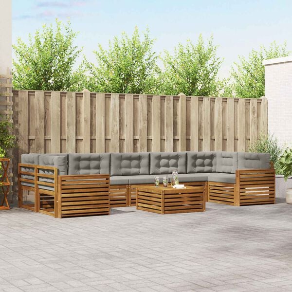 vidaXL K&uuml;lt&eacute;ri kanap&eacute; szett 8 pcs Term&eacute;szetes &eacute;s Vil&aacute;gossz&uuml;rke